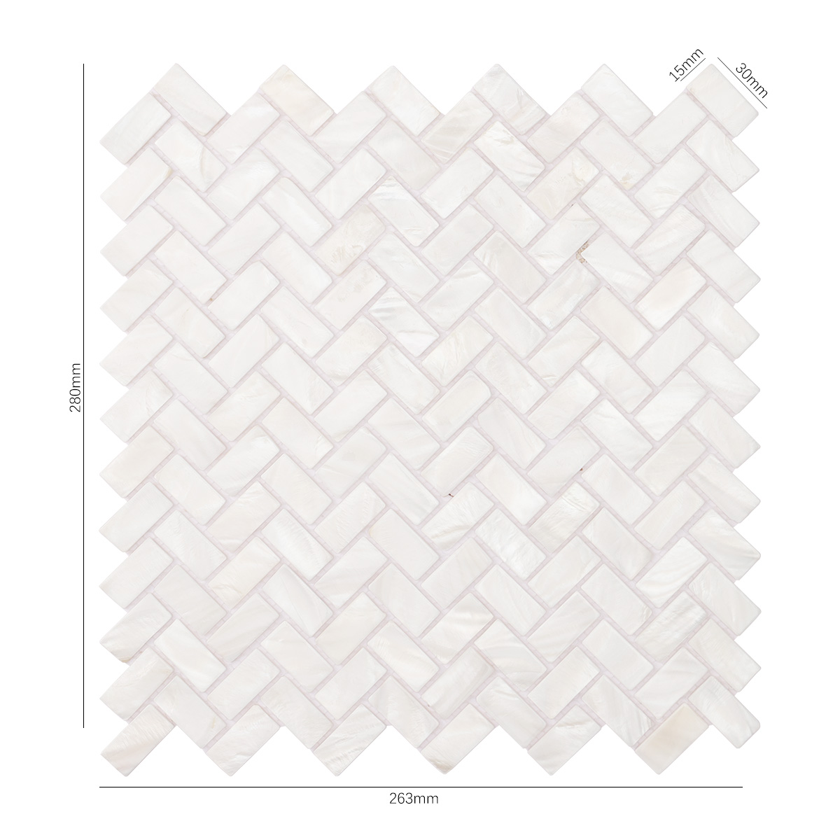 White Mother of Pearl Herringbone Polished Mosaic Tile-SAICINA TILES