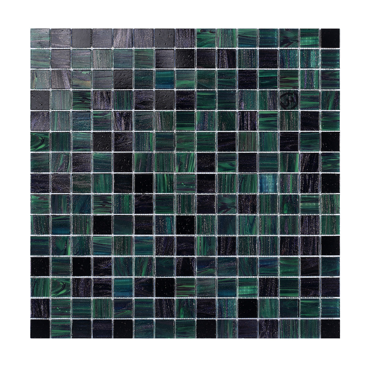 Deep Green Glass Mosaic Backsplash Tiles