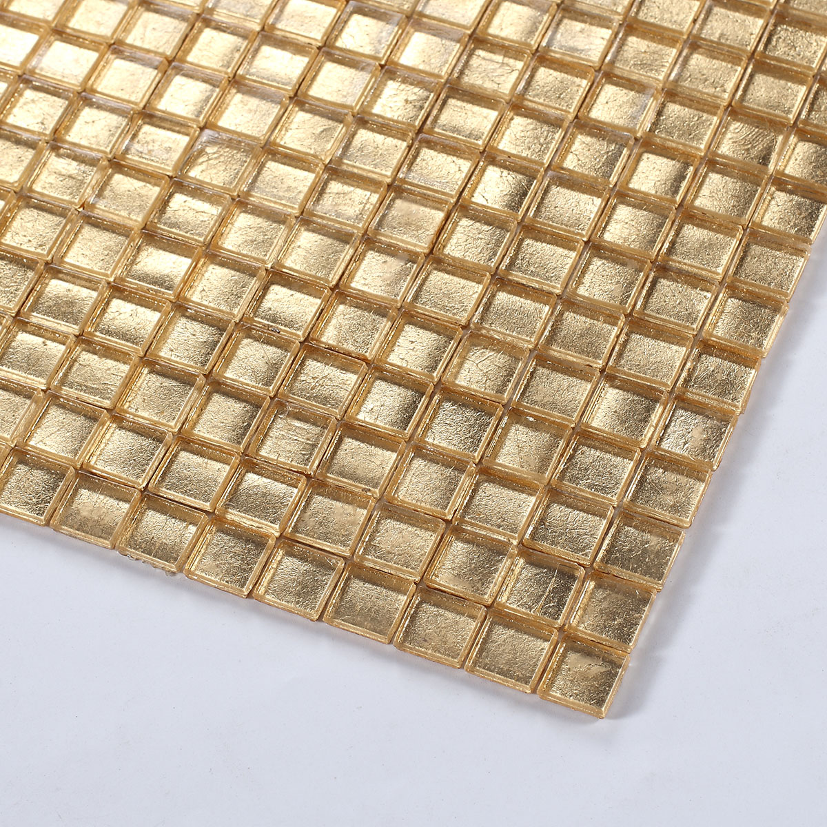 Gold Foil Square Glass Mosaic Tiles for  Walls
