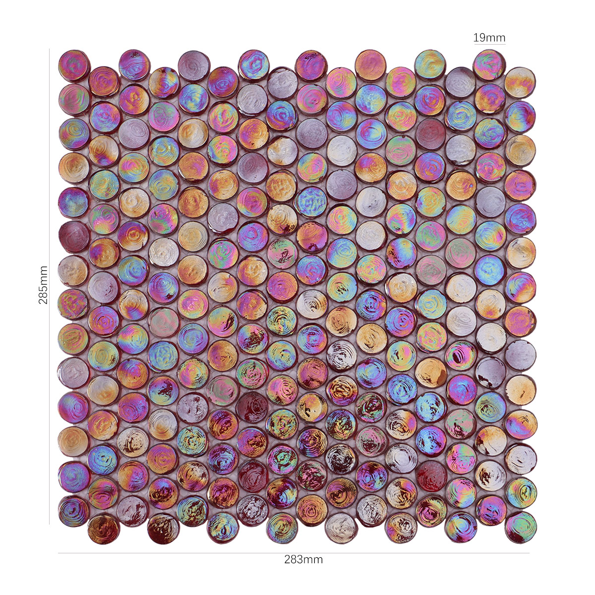 Radiant Red Iridescent Penny Round Glass Mosaic Tiles