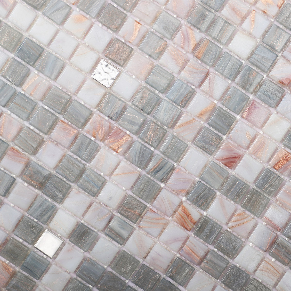 White and Gray Glass Mosaic Tiles for Bathroom Walls and Floors