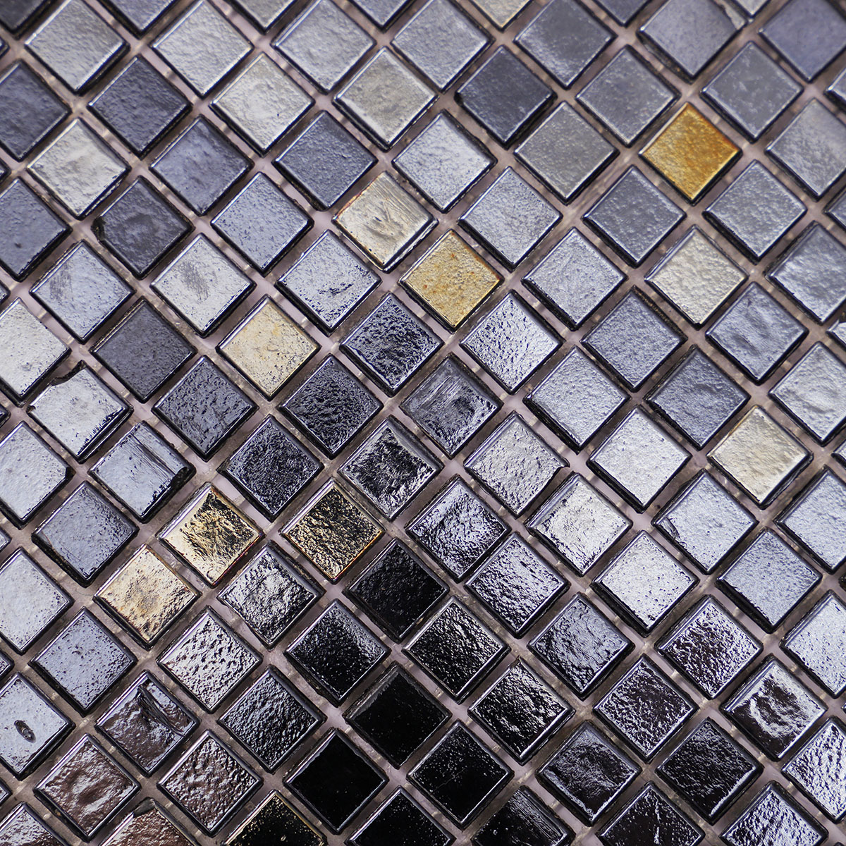 Polished  Black Square Glass Mosaic  Wall Pool & Floor Tile 10X10mm