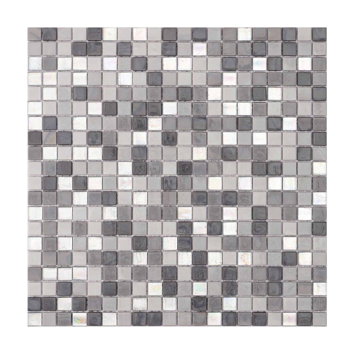 Gray and Silver Square Glass Mosaic Tiles 