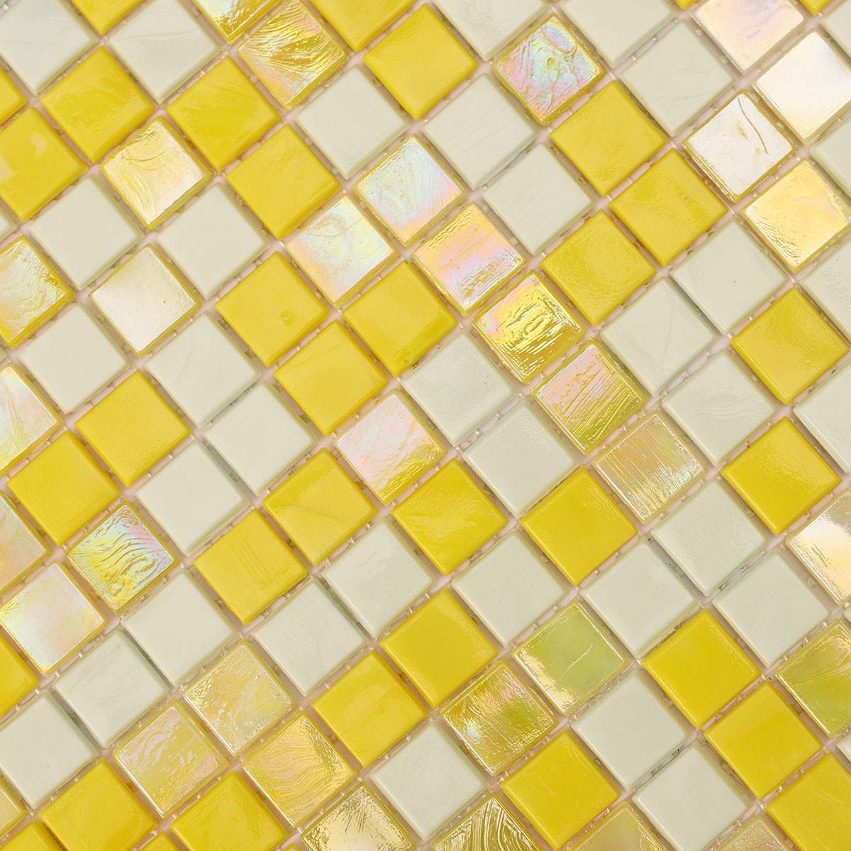 Bright Yellow Square Glass Mosaic Wall & Floor Tile