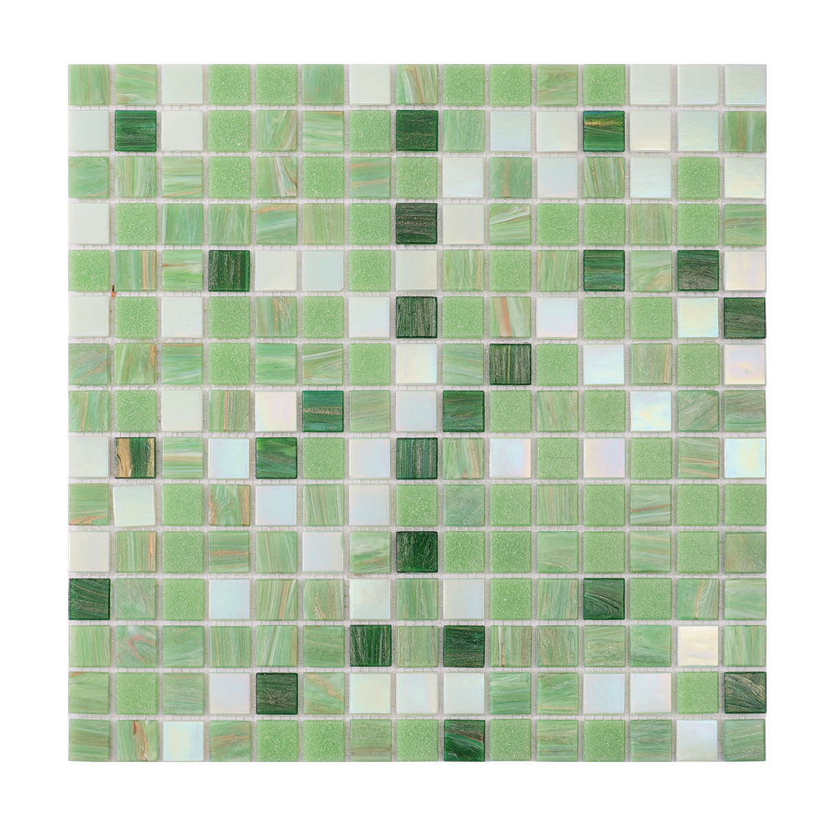 Iridescence Spring Green Square Glass Mosaic Pool Tiles
