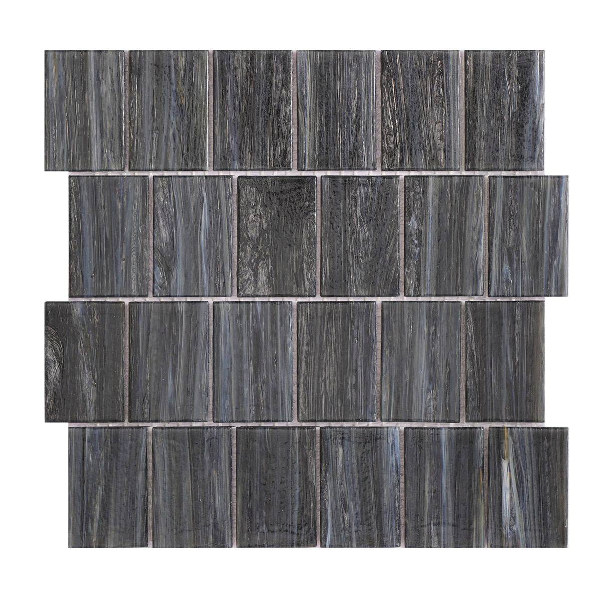 Midnight Gray Matte Glass Mosaic Subway Tile