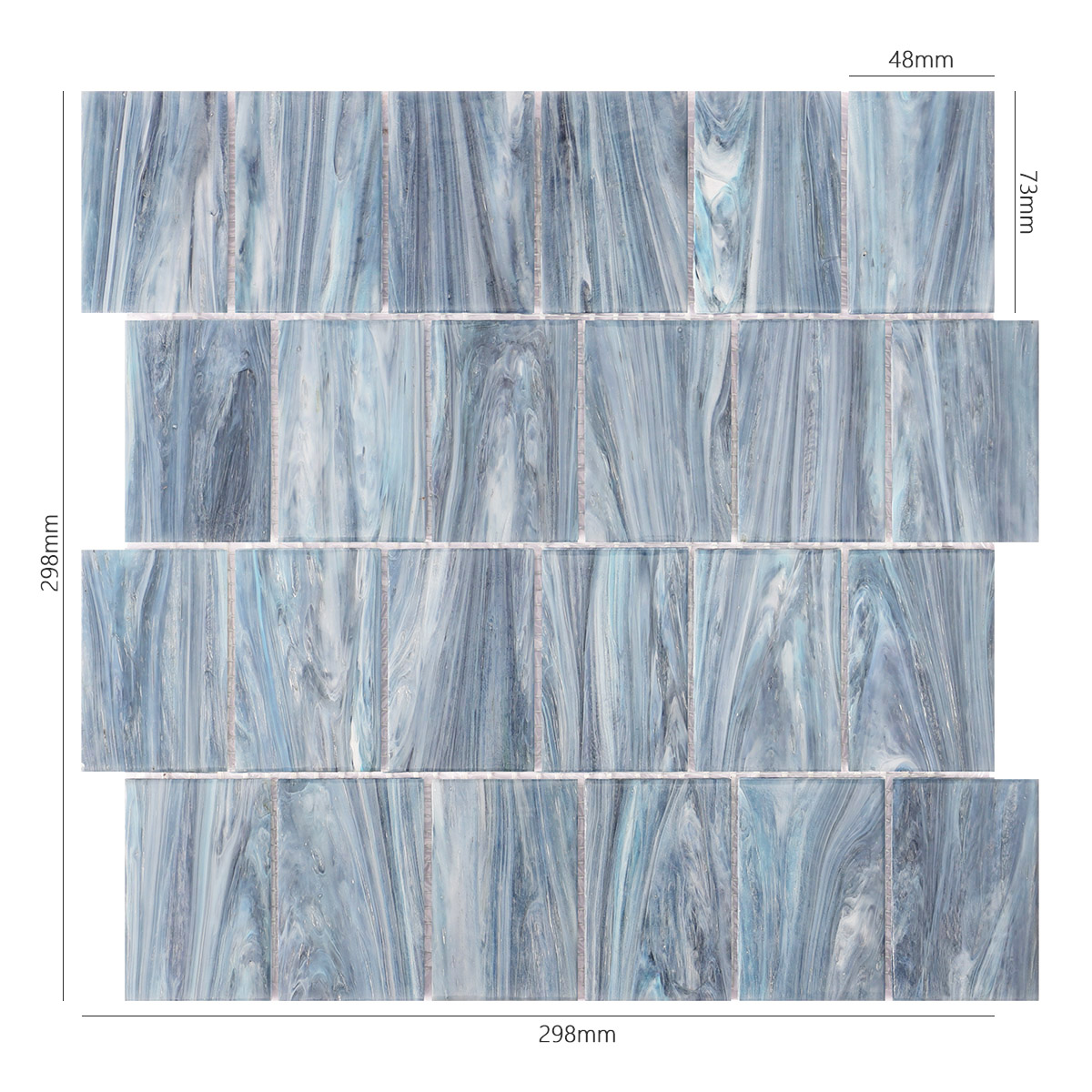 Blue Rectangle Glass Mosaic Subway Wall Tile
