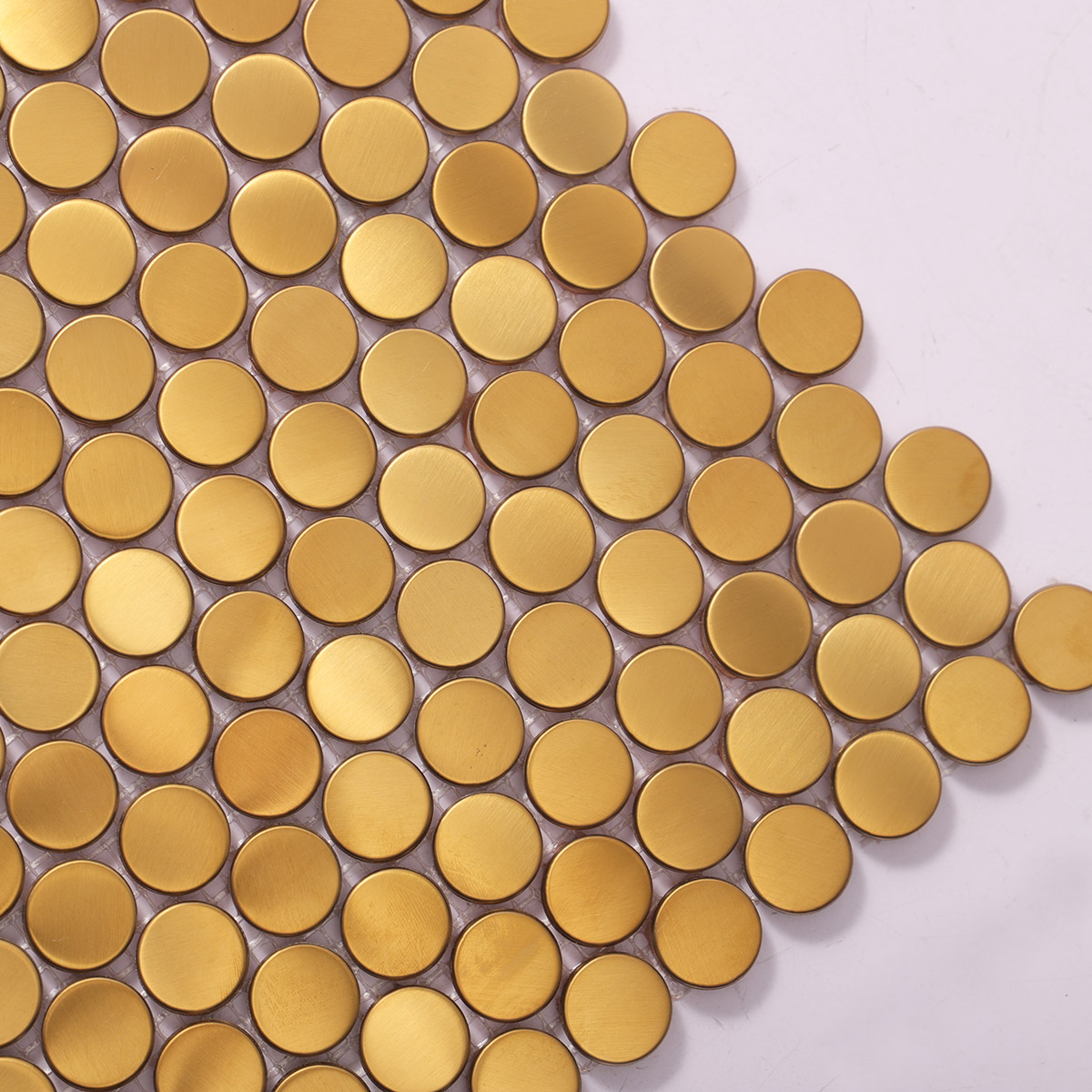 Gold Metal Penny Round Mosaic Wall Tiles