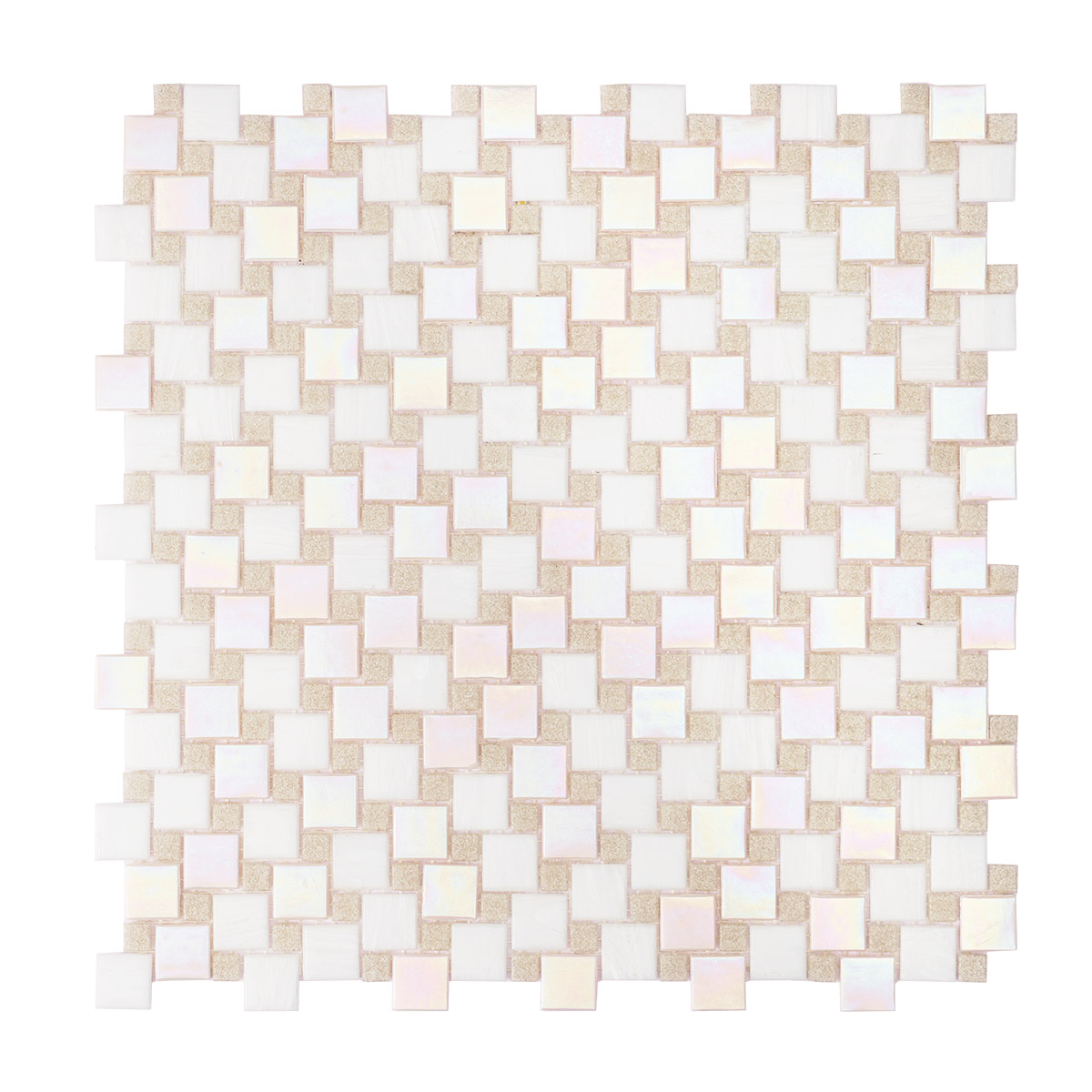 White and Bright Gray Square Glass Mosaic Wall and Floor Tiles