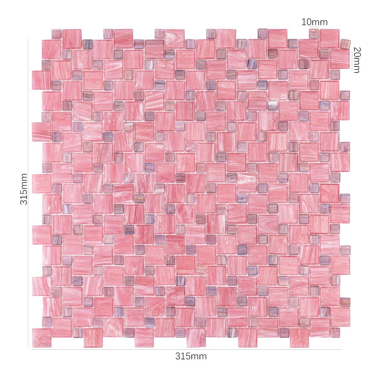 Punch Pink Glass Mosaic Wall and Fool Tiles