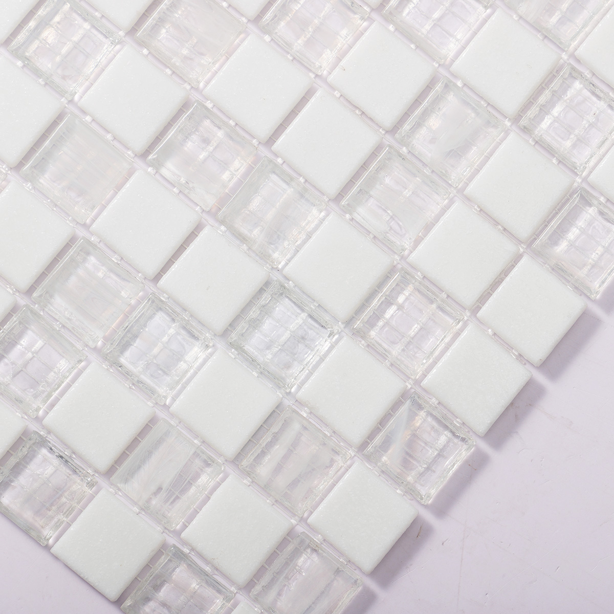 Snow White Glass  Square Shape Mosaic Pool Tile