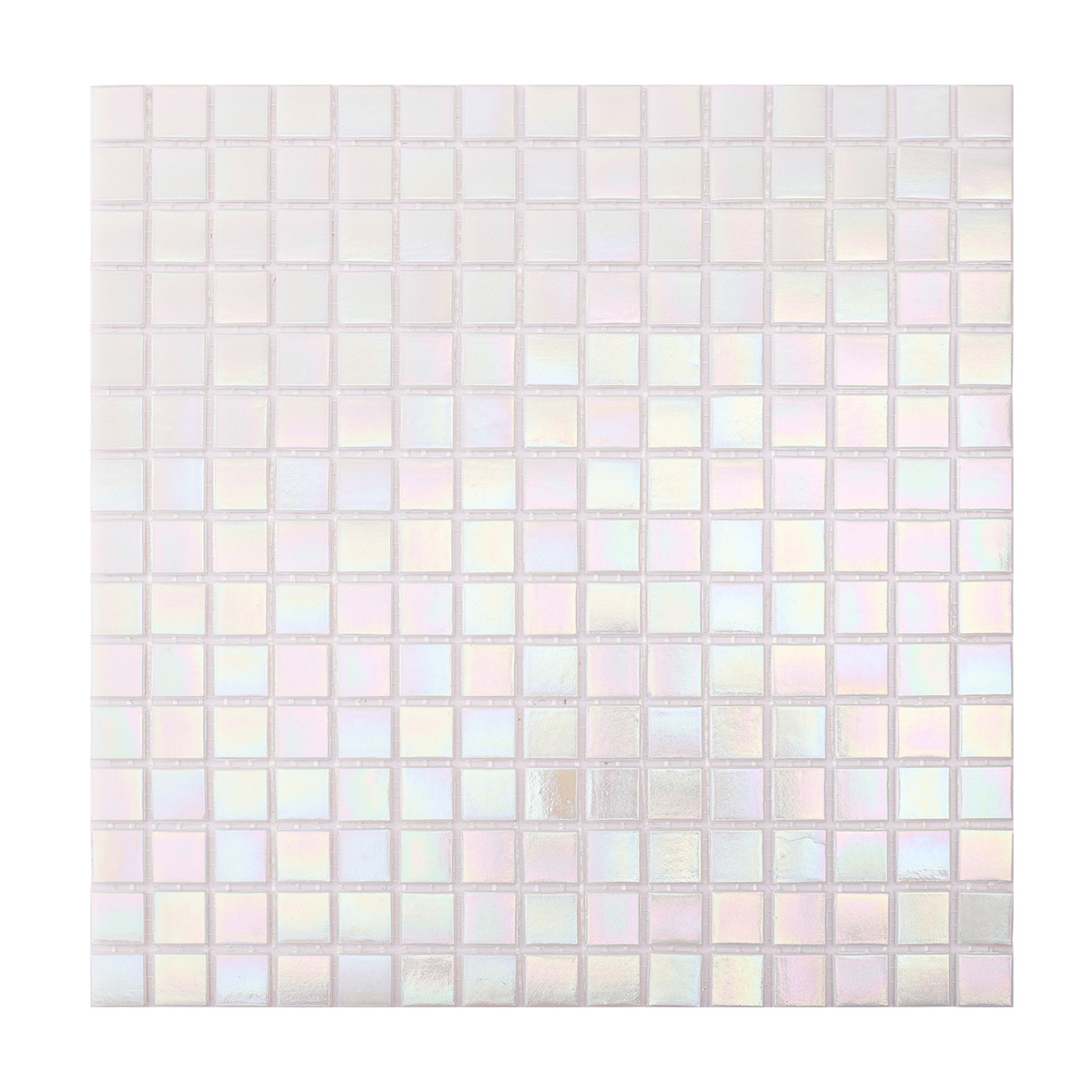 Iridescent Pure White Square Glass Mosaic Tiles for Bathrooms-SAICINA TILES