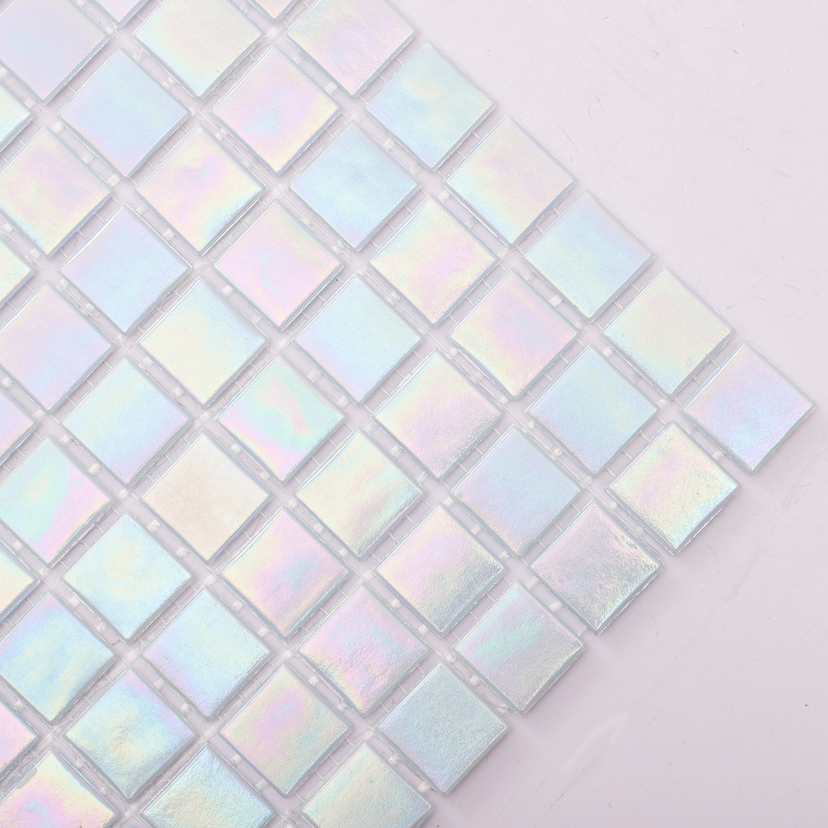 Light Blue Pearl Iridescent Glass Mosaic Swimming Pools Tiles  -SAICINA TILES
