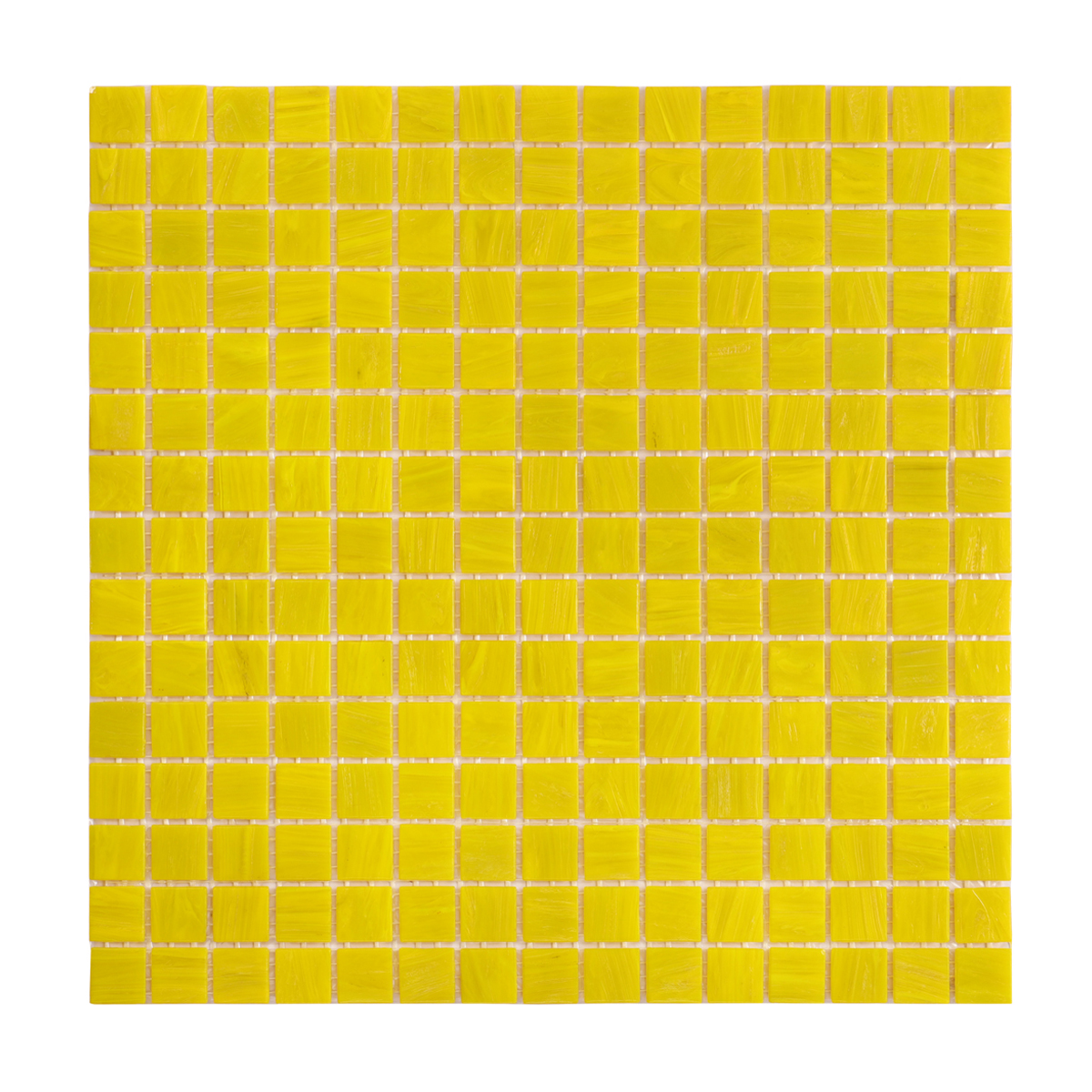 Lemon Yellow Uniform Square Glass Mosaic Bathroom Tiles-SAICINA TILES