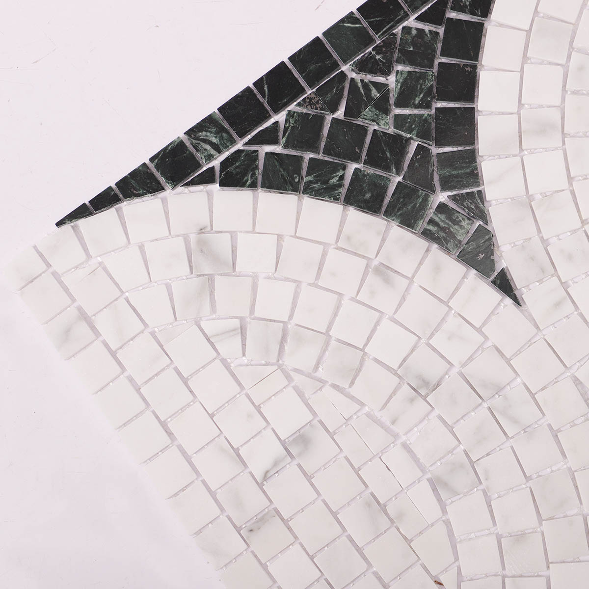 Polished Green and White Marble Cutting Art Mosaic Tiles-SAICINA TILES