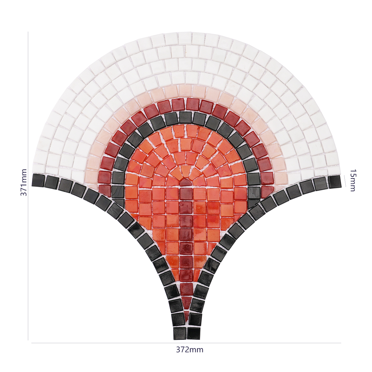 Size view of obverse side of glass mosaic art designs