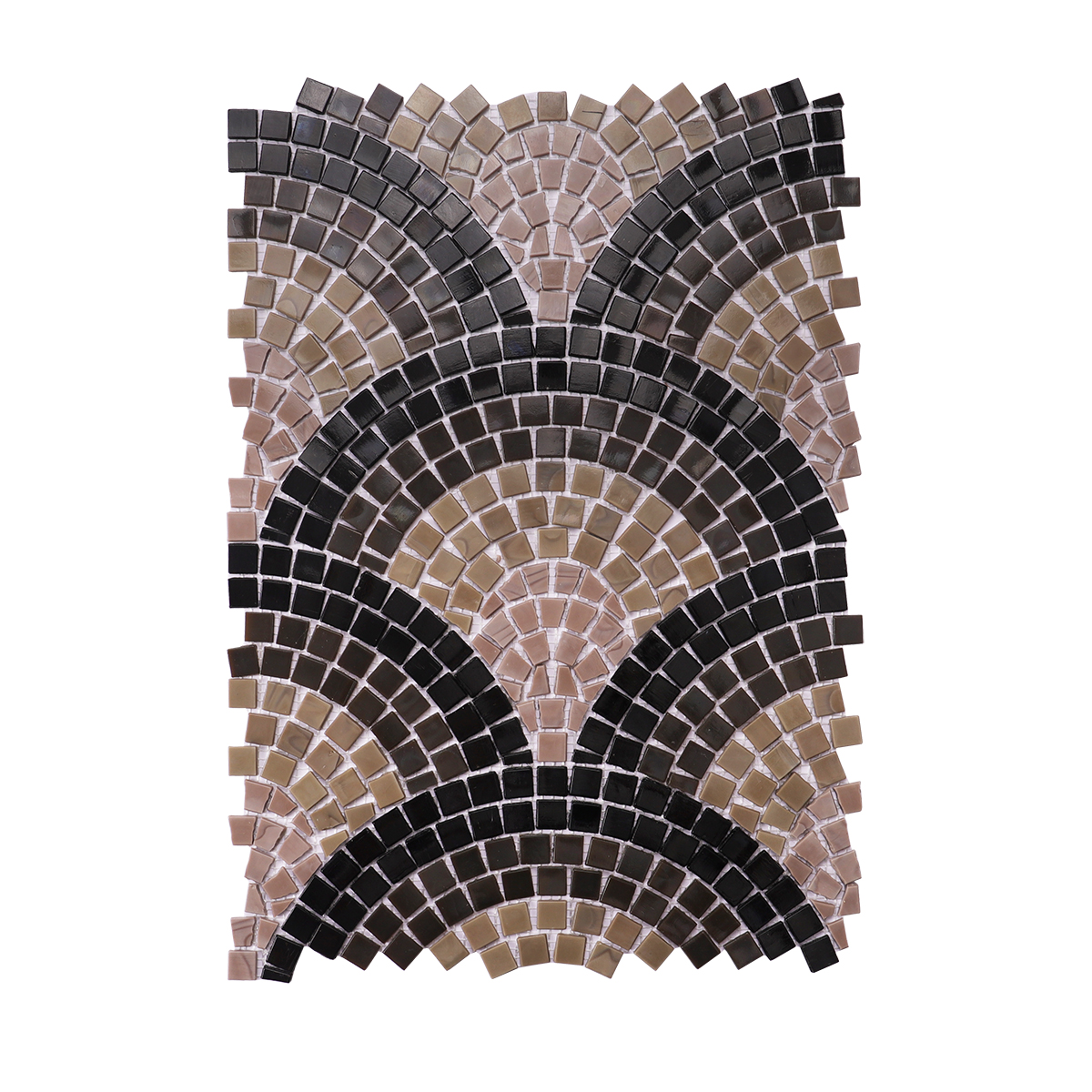 Obverse side of hand-cut scale glass mosaic artwork tiles