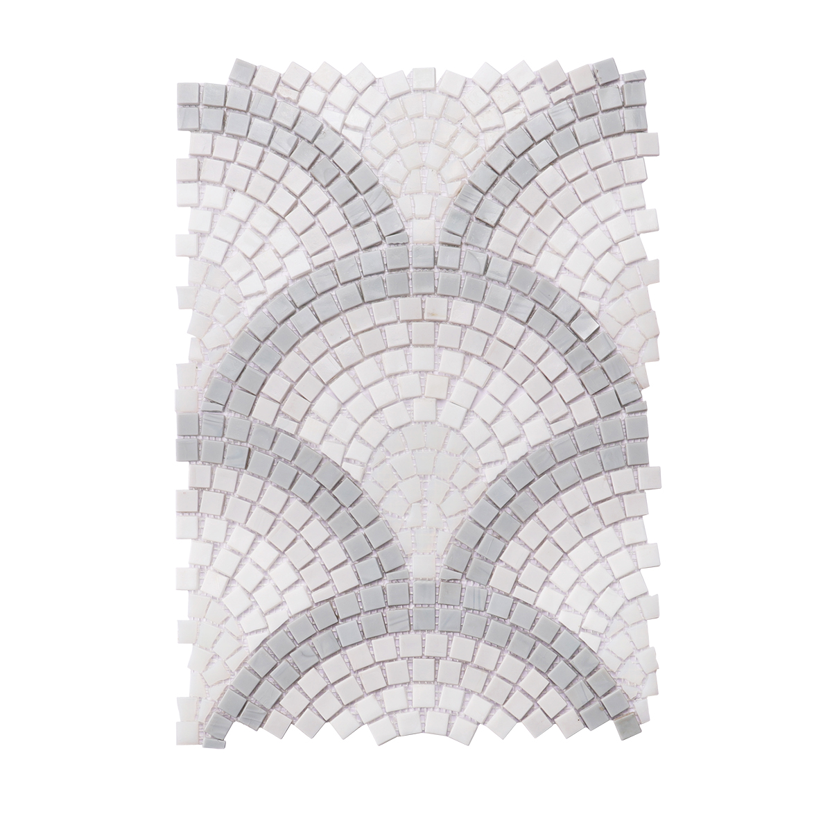 White and Gray Fish Scale Mosaic Tile Art-SAICINA TILES