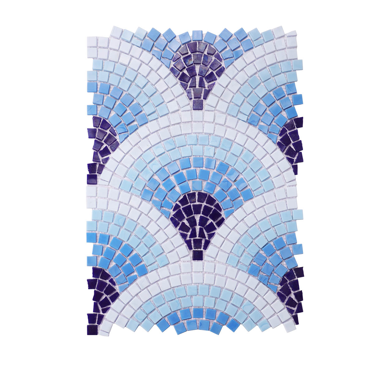 Obverse side of blue scale glass mosaics with cutting art