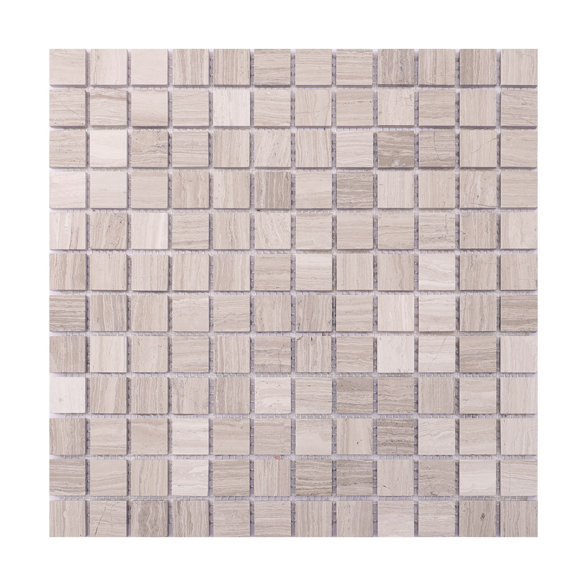 Obverse side of Grigio Legno square marble mosaic tiles