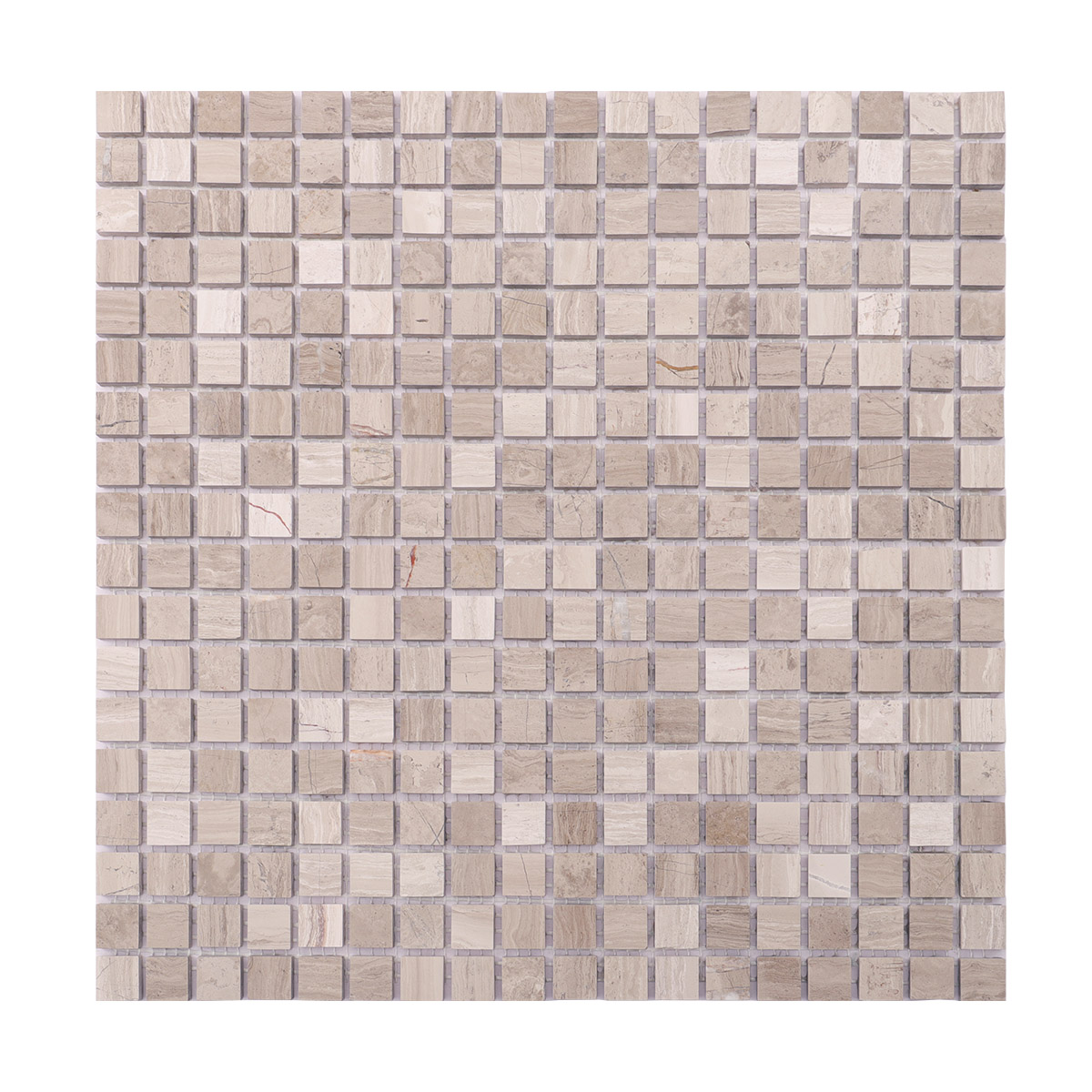 Obverse side of Grigio Imperiale square marble mosaic tiles.