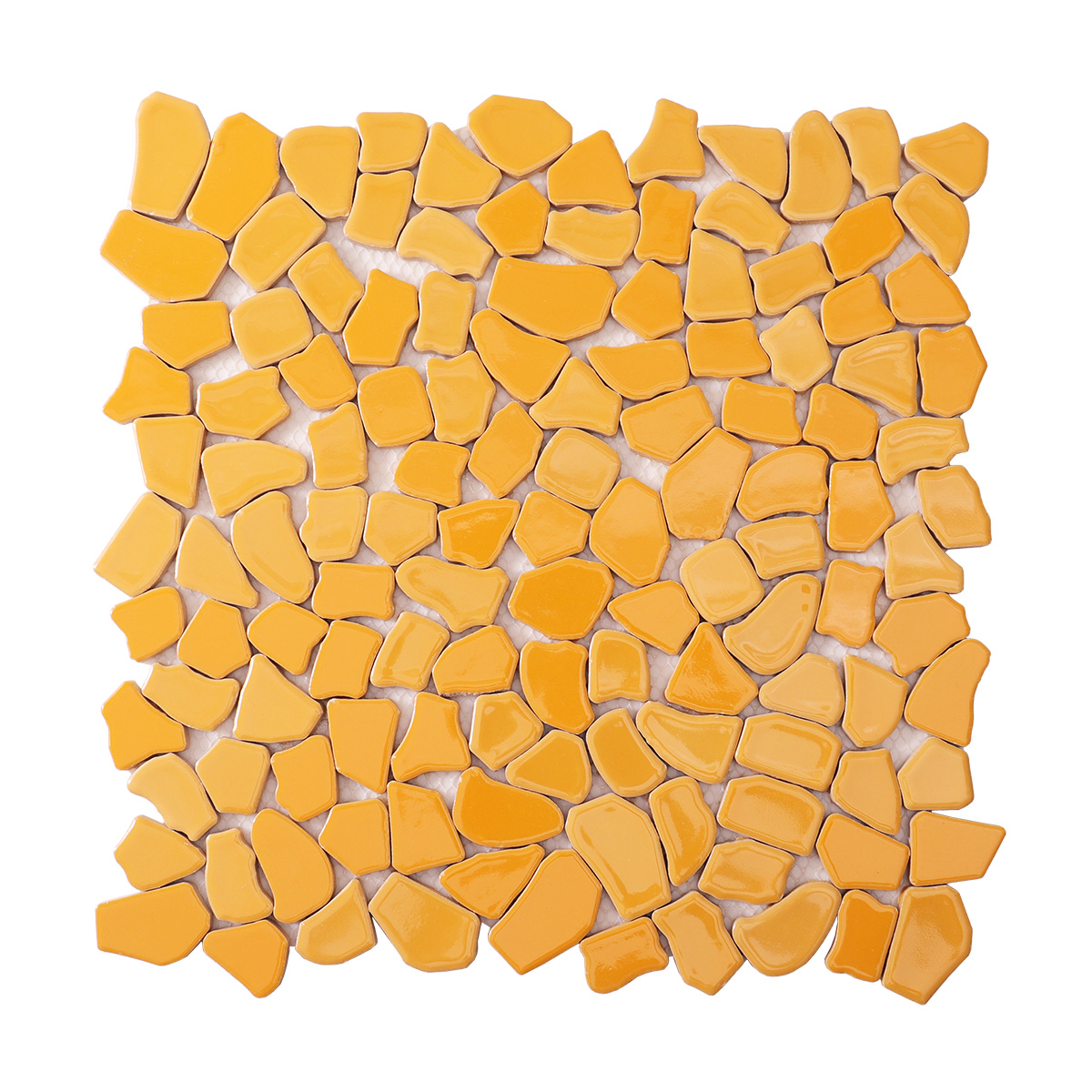 Obverse side of cracked ceramic mosaic art tiles