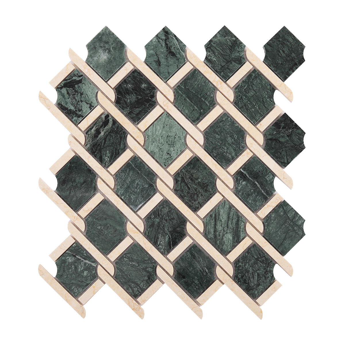 Obverse side of Rockart Medallion Green polished marble mosaic tiles