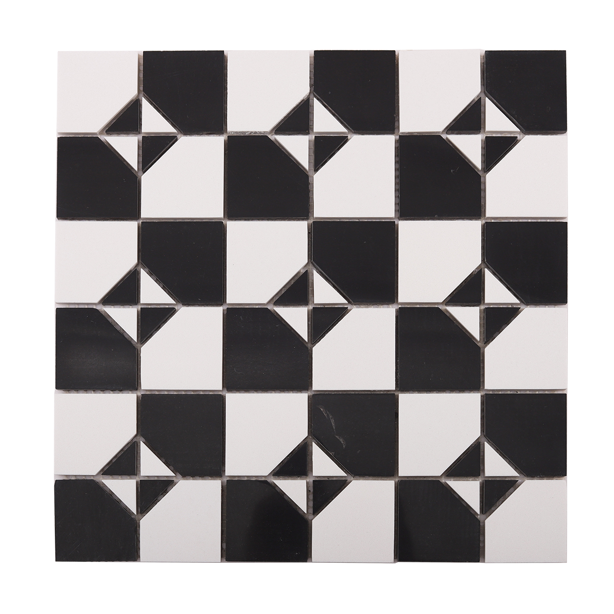 Obverse side of Black and White Polished Marble Mosaic Tiles.