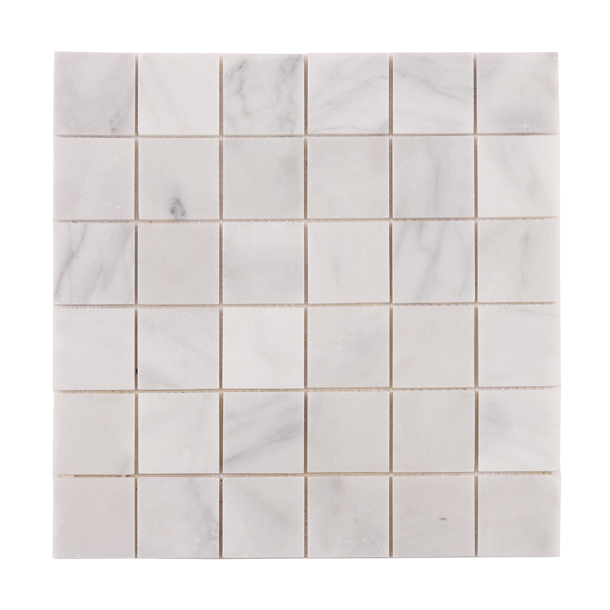 Obverse side of Carrara Venato Square Marble Mosaic Tiles