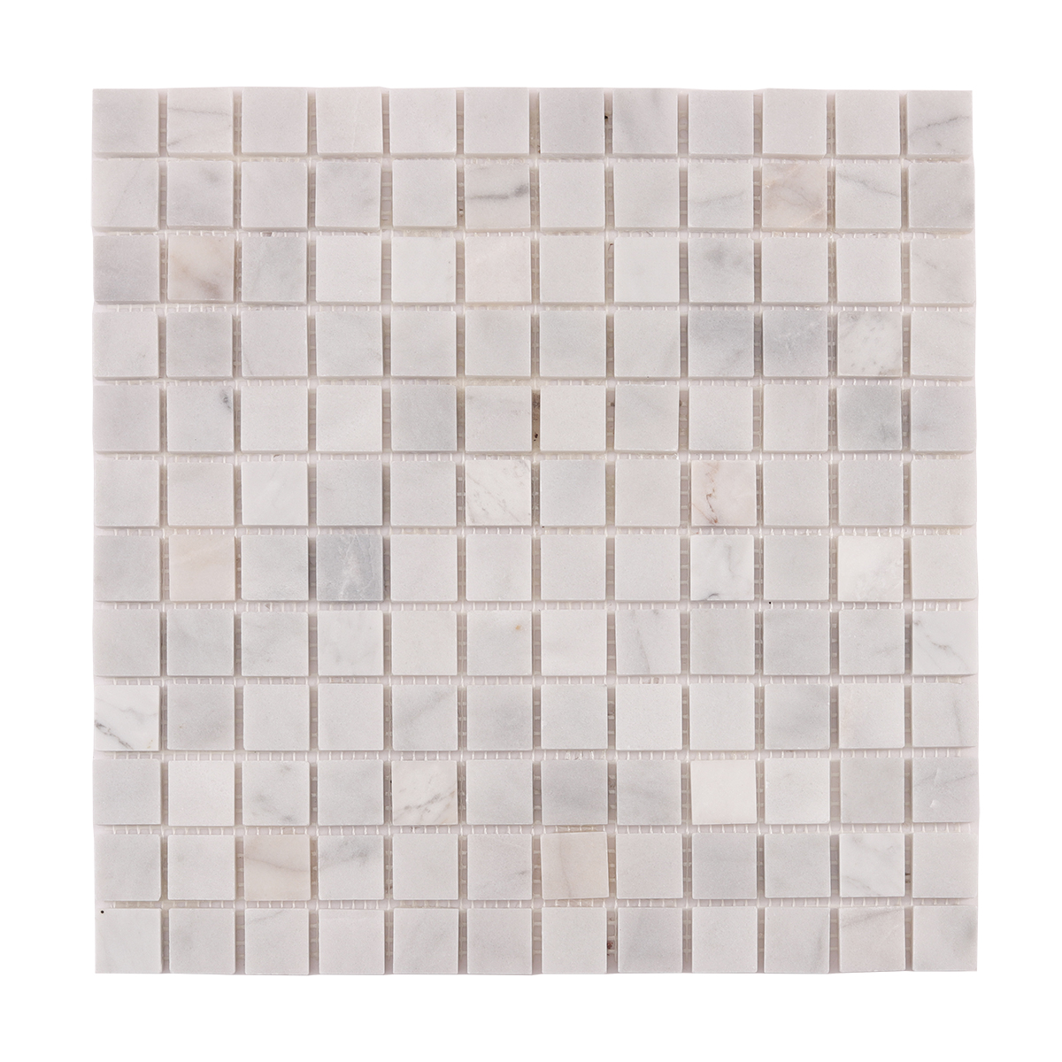 Obverse side of Carrara Venato Square Honed Marble Mosaic Tiles