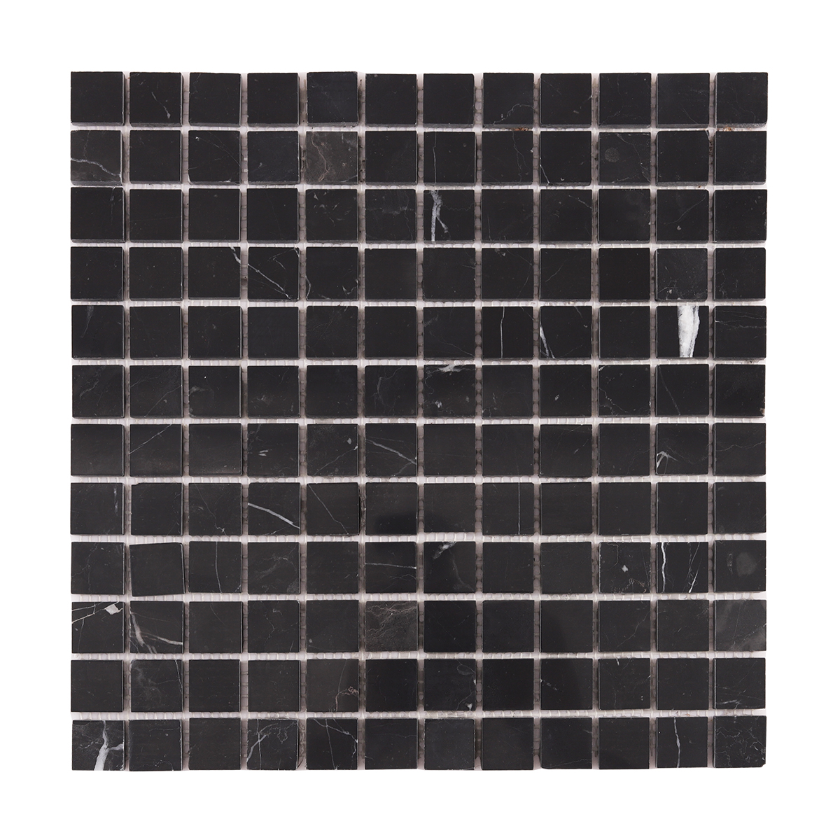 Obverse side of Nero Marquina Square Black Polished Marble Mosaic Tiles