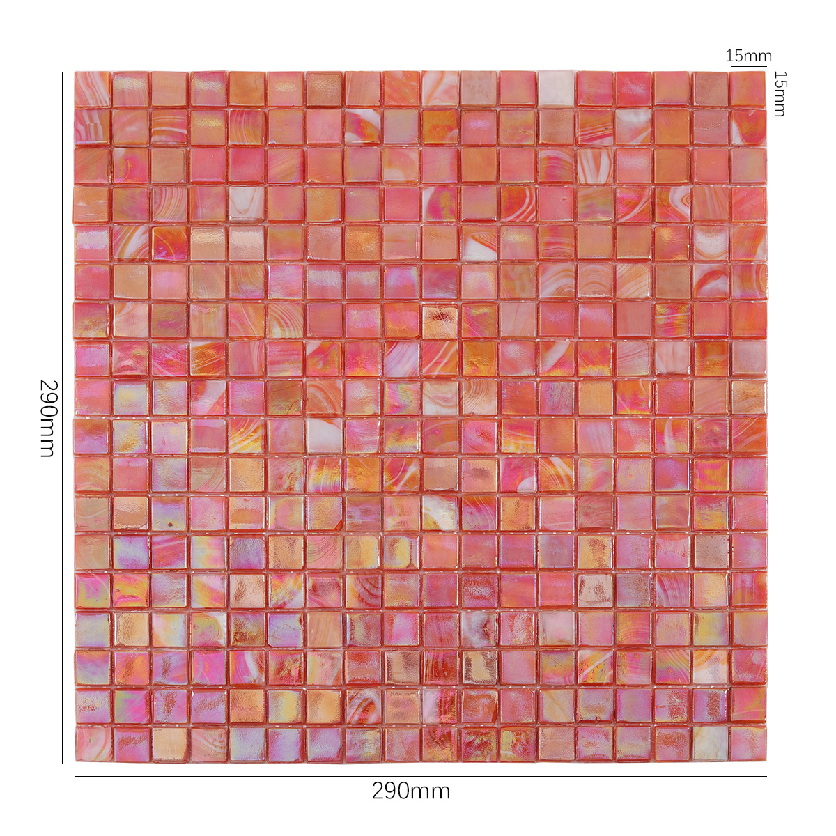 Orange Square Glass Mosaic Kitchen Tiles, back side with fold visible