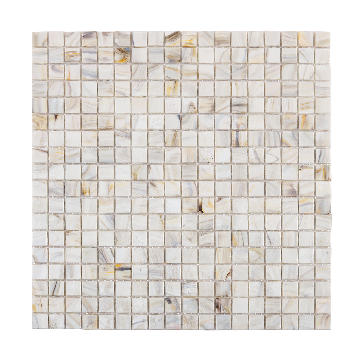 Glass Square Mosaic Gray Beige Tile, front-facing detail