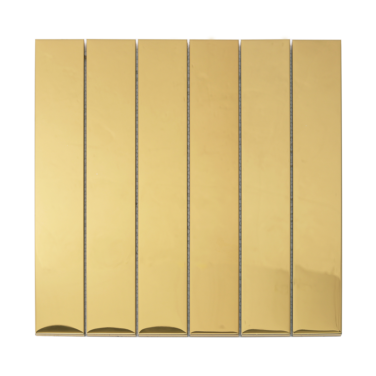 Gold Mirror Brick Metal Mosaic Tiles, obverse side view