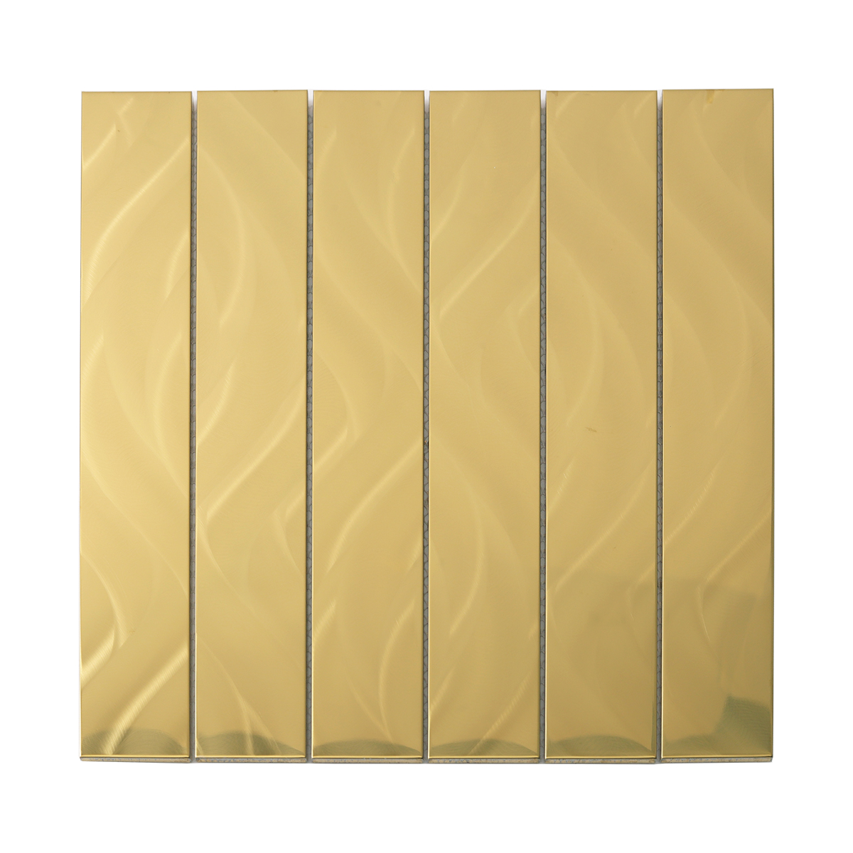 Rectangle Glossy Gold Metal Mosaic Tiles, obverse side view