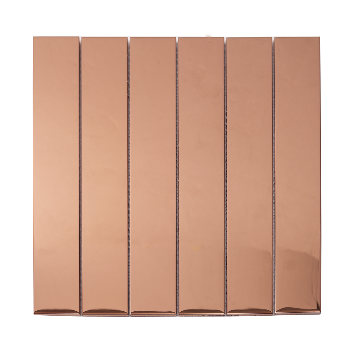 Metal Rose Gold Glossy Stacked Mosaic Tile, obverse side view