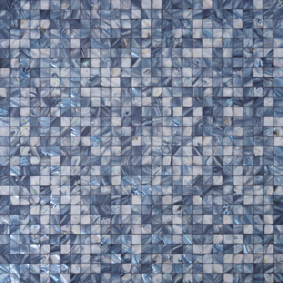 Iridescent Blue Mother of Pearl Square Mosaic Tiles in Various Layouts