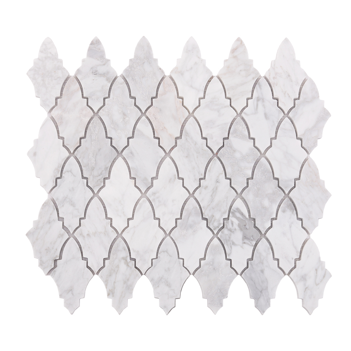Arabesque Carrara White Polished Honed Marble Mosaic Tile