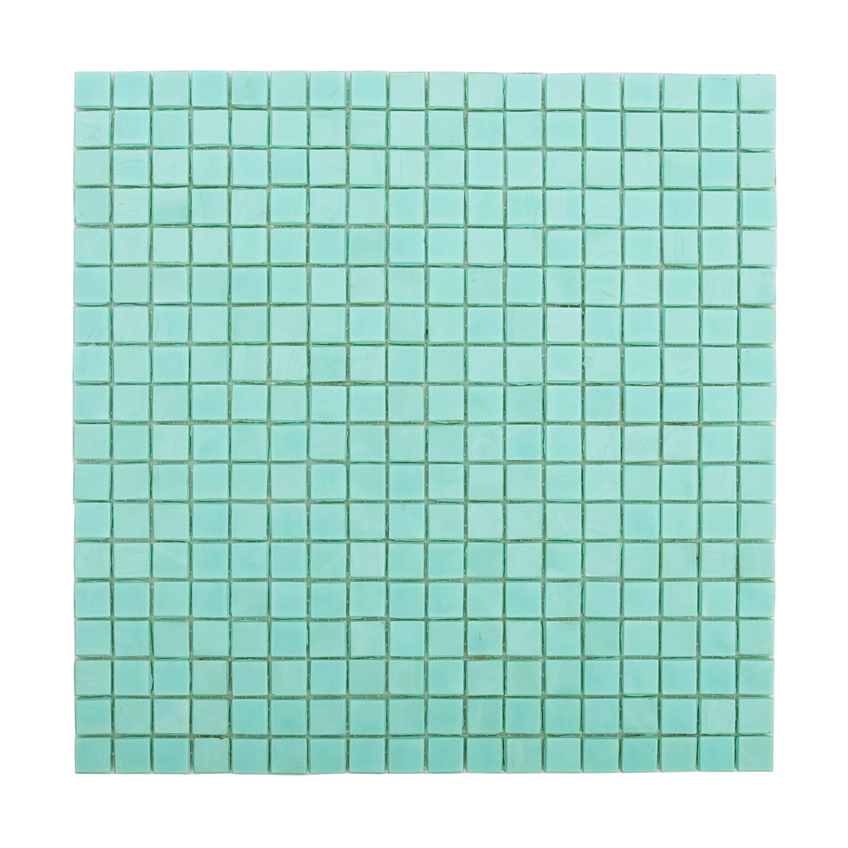 Front View of Teal Square Glass Mosaic Green Backsplash Tile