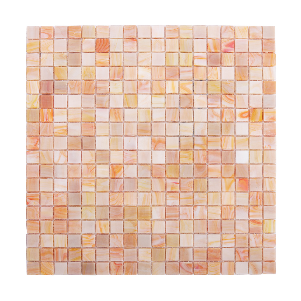 Front View of Light Orange Glass Mosaic Bathroom Tile