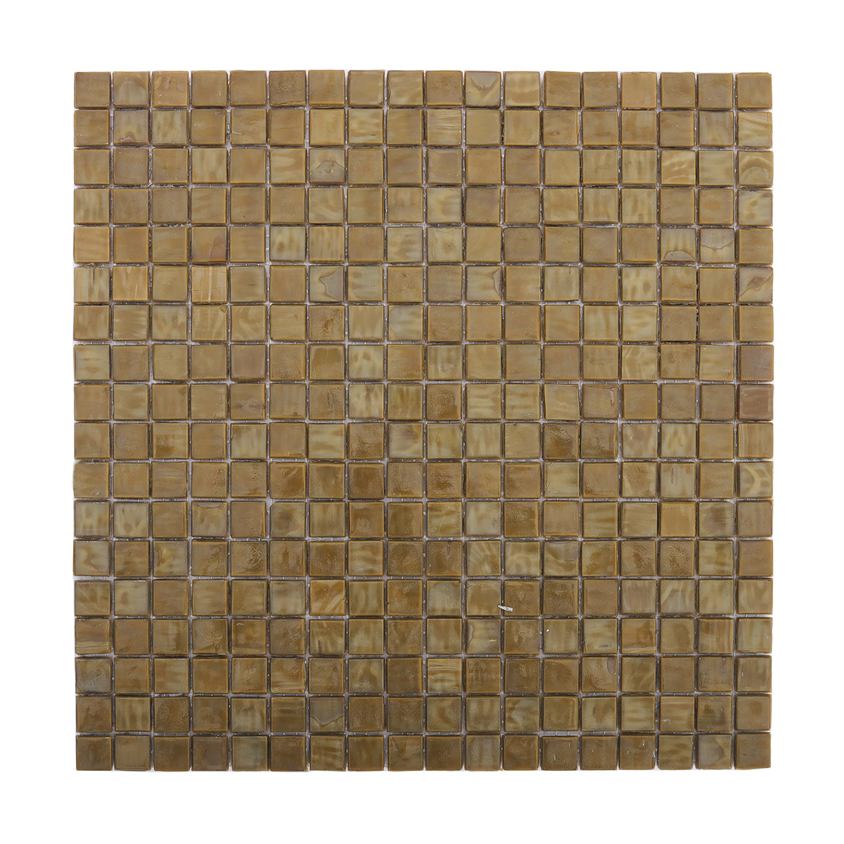 Front View of Brown Glass Square Mosaic Floor Tile