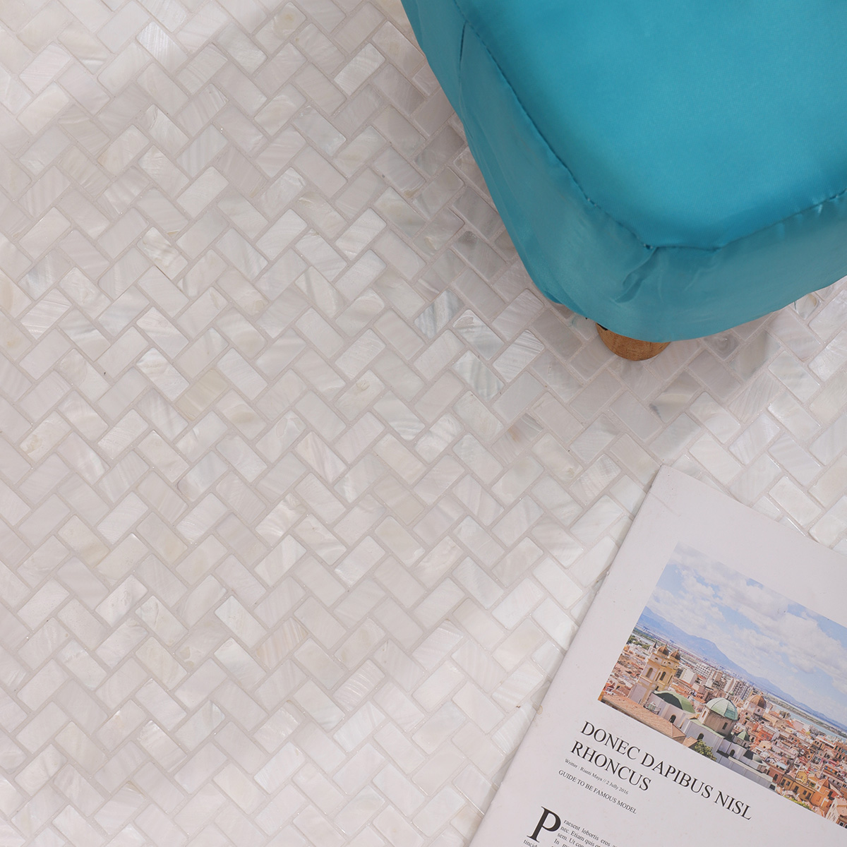 White Mother of Pearl Herringbone Polished Mosaic Tile-SAICINA TILES