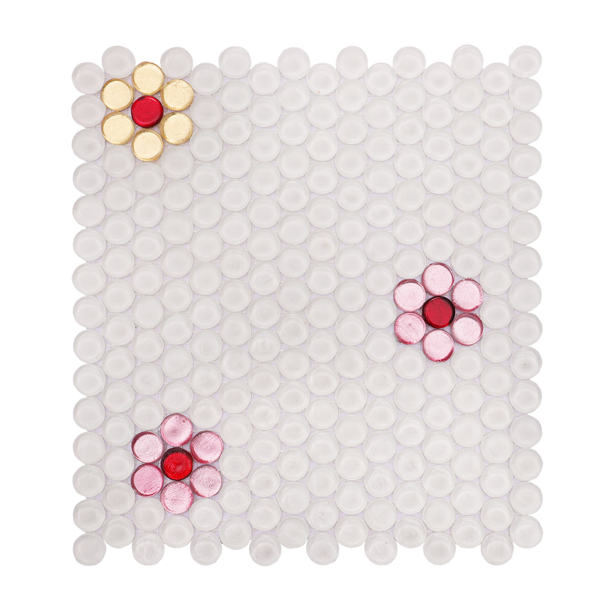 Full view of the floral mosaic tile without dimensions.