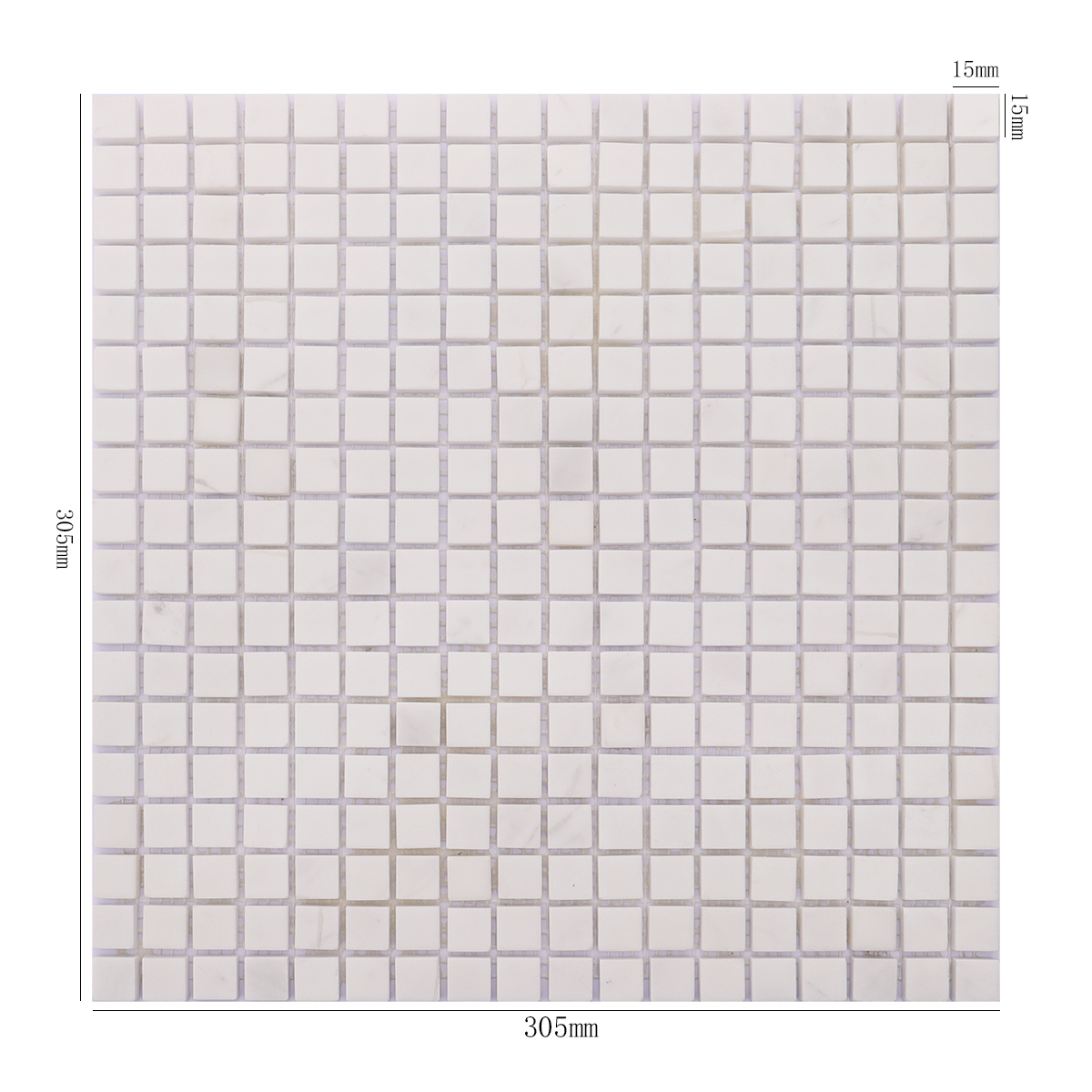 Small square white polished marble mosaic tiles with dimensions