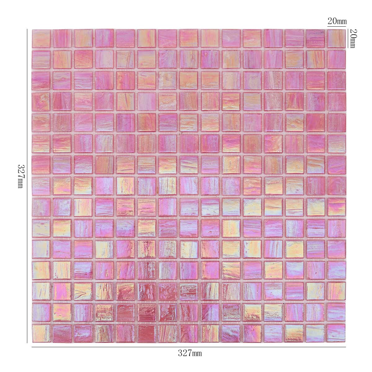Glossy Iridescent Pink Glass Mosaic Wall and Floor Tiles