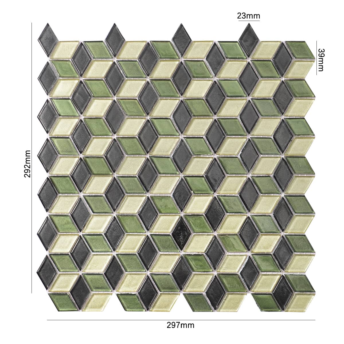 Dark Green Hexgonal Diamond Glass Mosaic Tiles