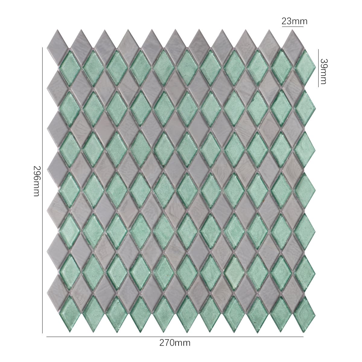 Diamond Green Mix Grey Glass Mosaic Tiles