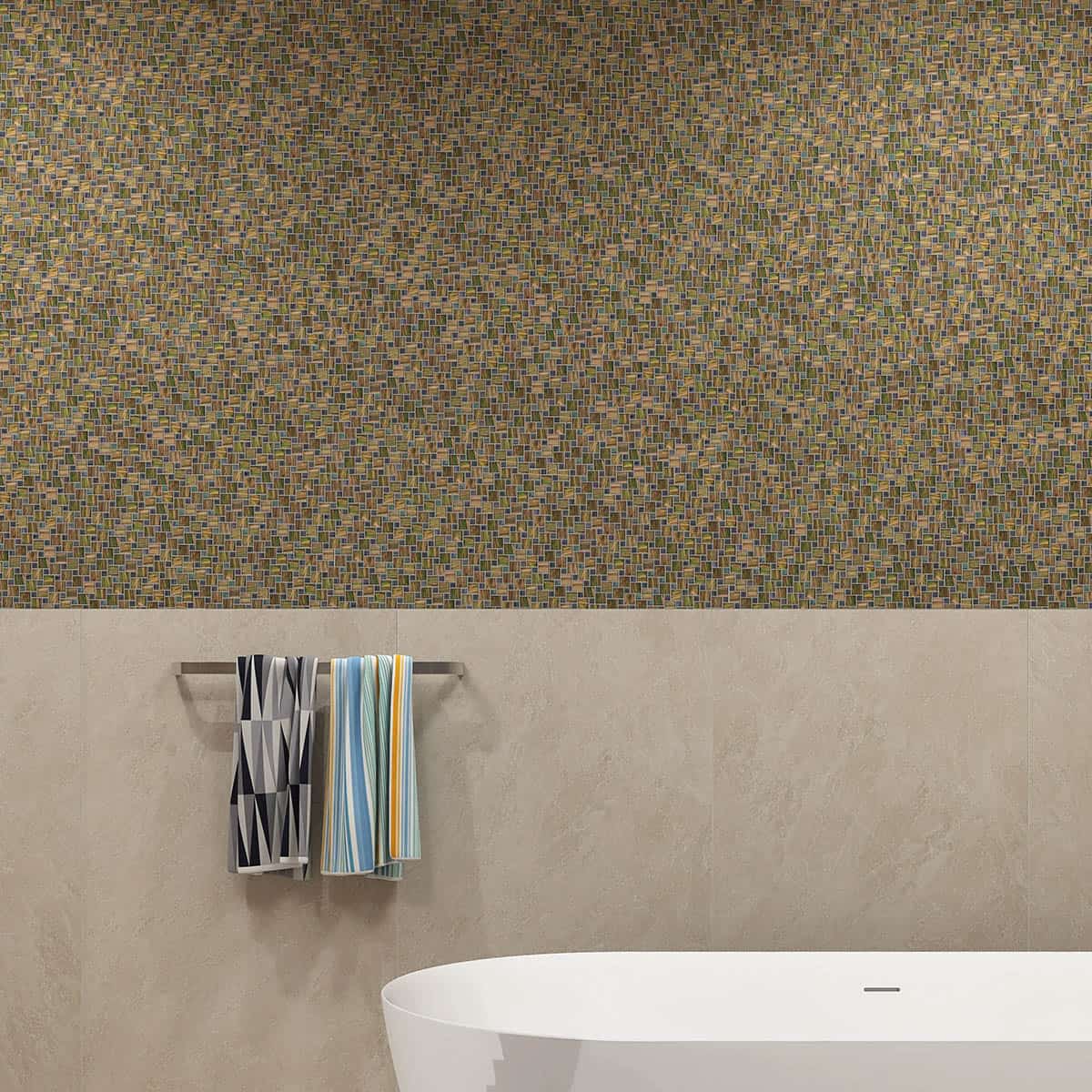 Olive Green Windmill Pattern Glass Mosaic Tiles