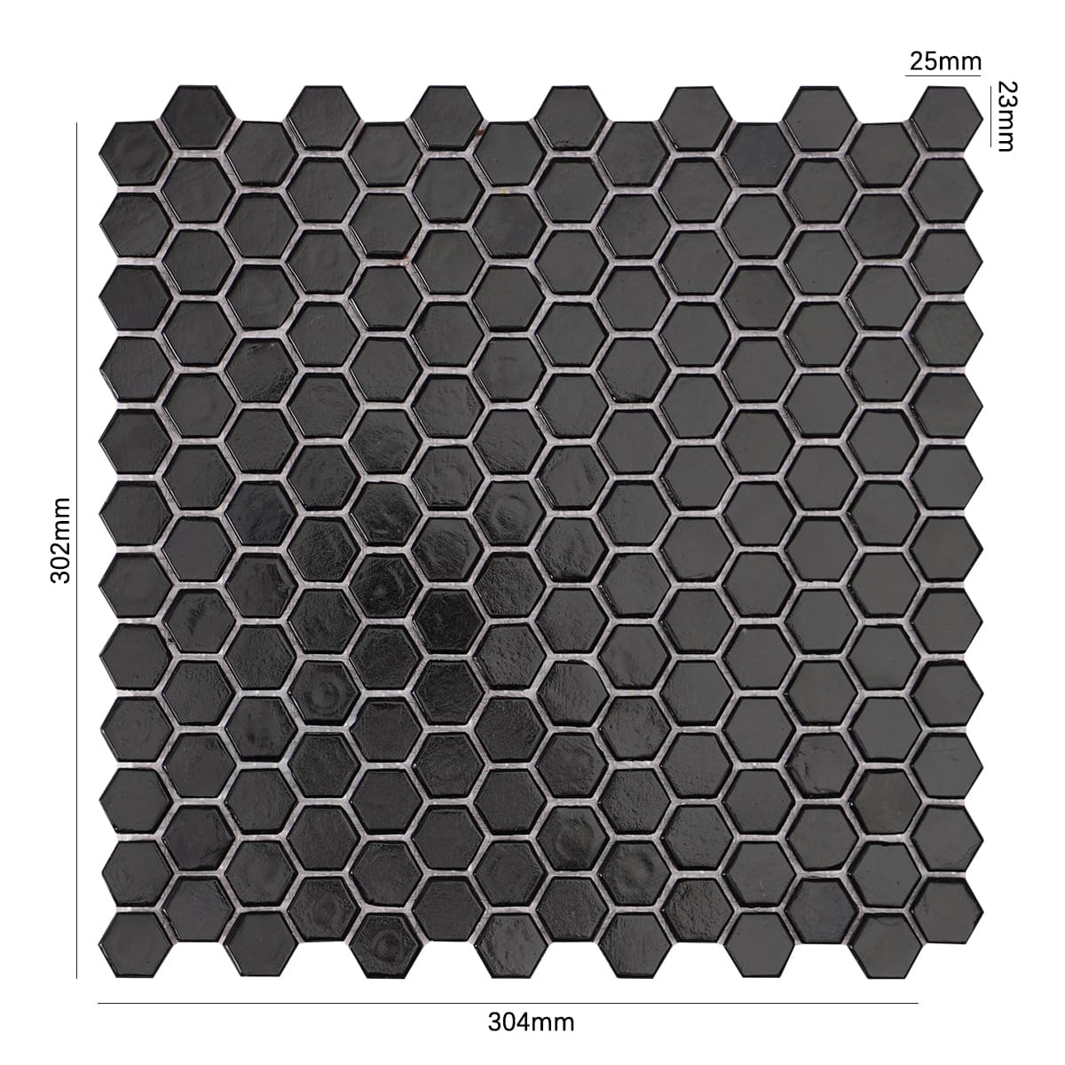 Black Hexagon Honeycomb Glass Mosaic Tiles for Floor and Wall
