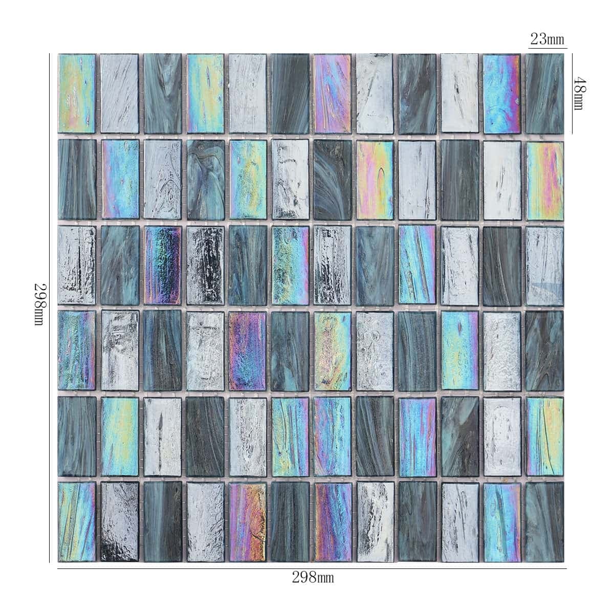 Iridescent Dark blue Rectangle Glass Mosaic Bathroom Tiles 